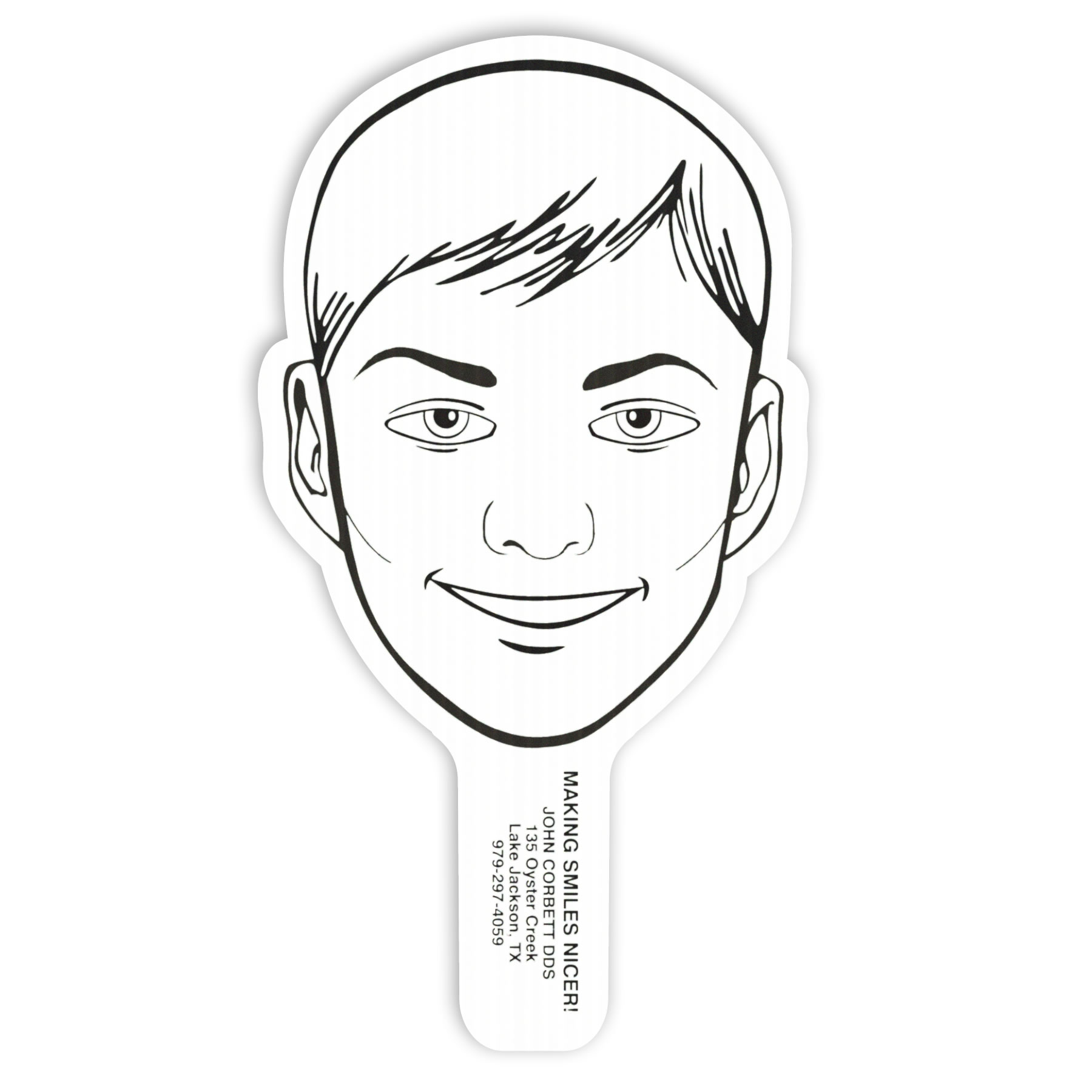 Face Shape Hand Fan, Screen Printed 29