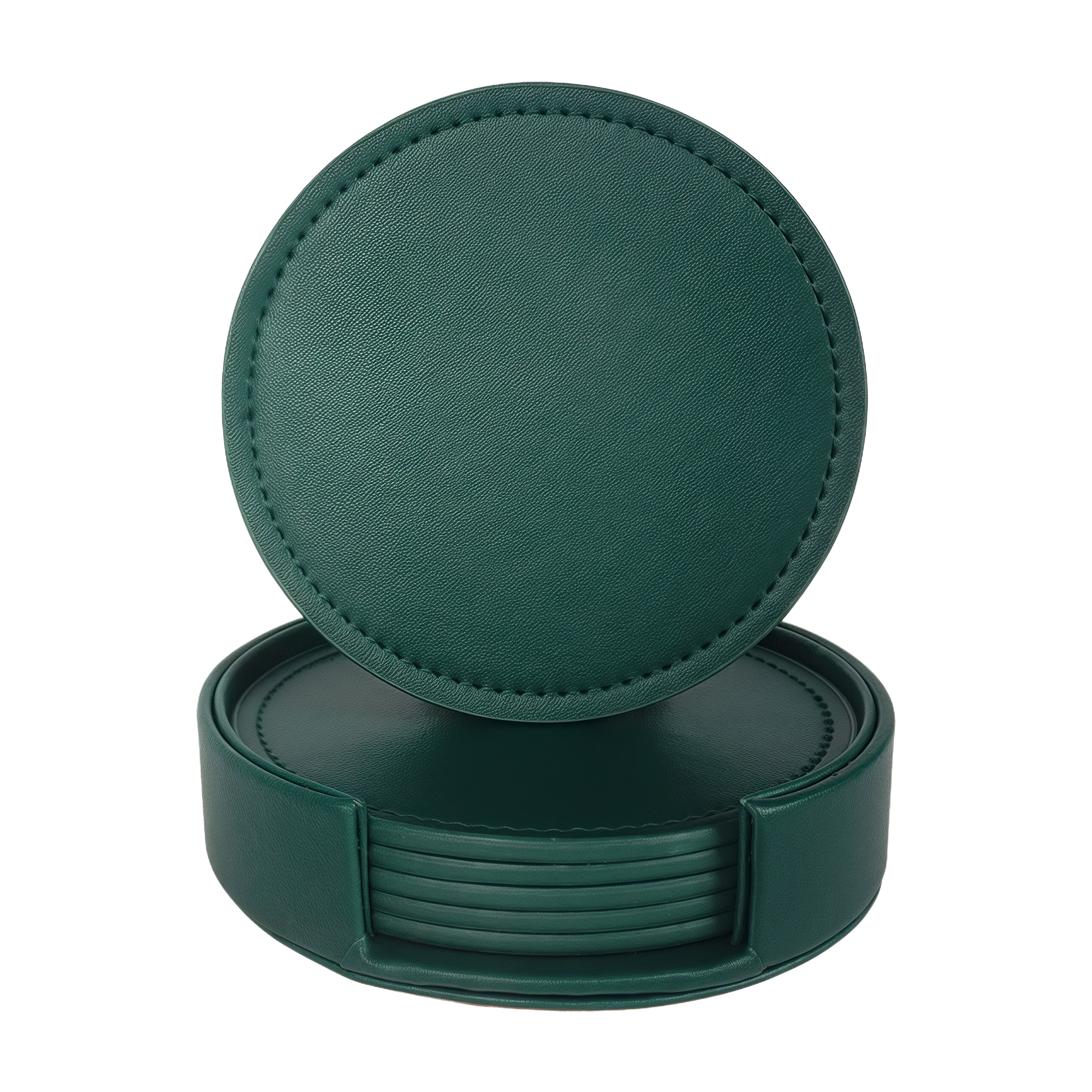 Double-Sided Leather Round Coaster Set 8