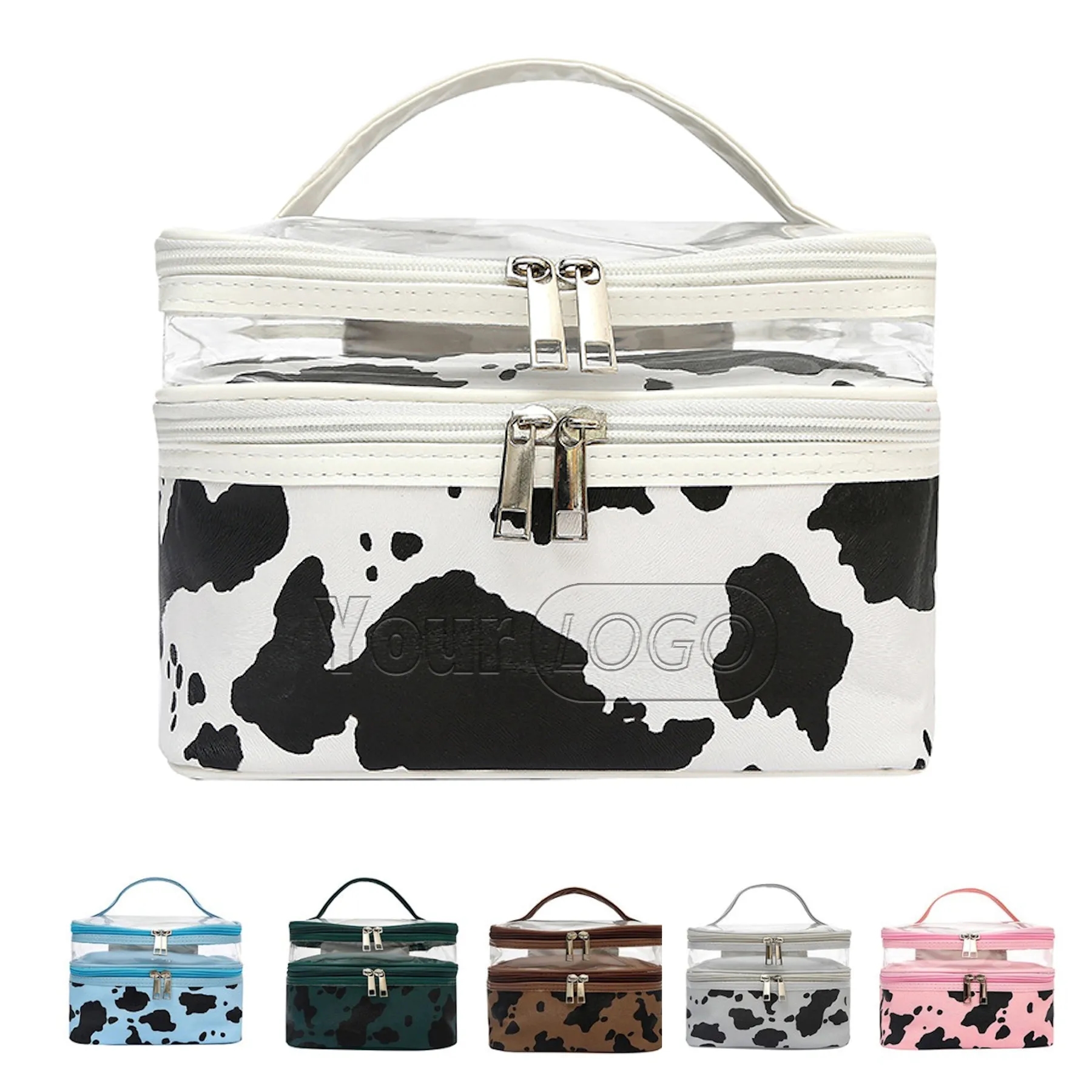 Cows Double Layer Travel Storage Cosmetic Cases 6