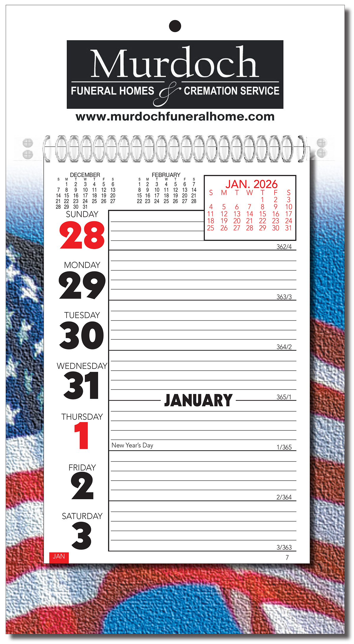 Weekly Memo Almanac Calendar- Patriotic 2