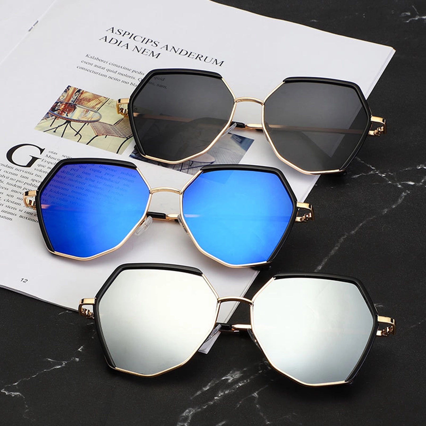 Polygon Frameless Big Frame Sunglasses 1