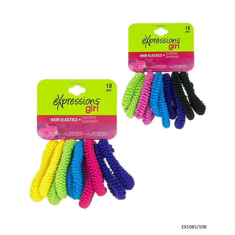 Bright Braided Hair Elastics - 10 Pieces Assorted 2