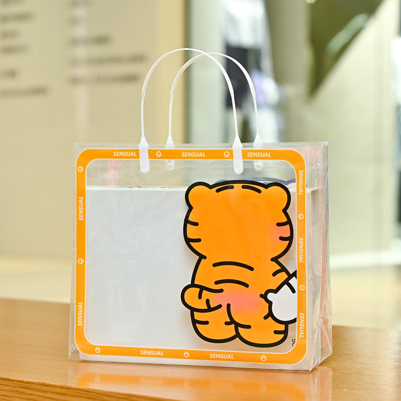 PVC Frosted Clear Tote Bags w/ Clever Tiger Pattern 10