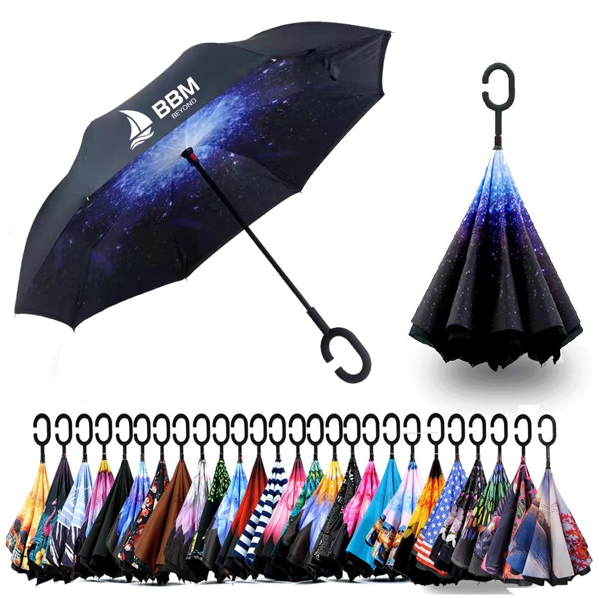 Windproof Double Layer Folding Inverted Umbrella 2
