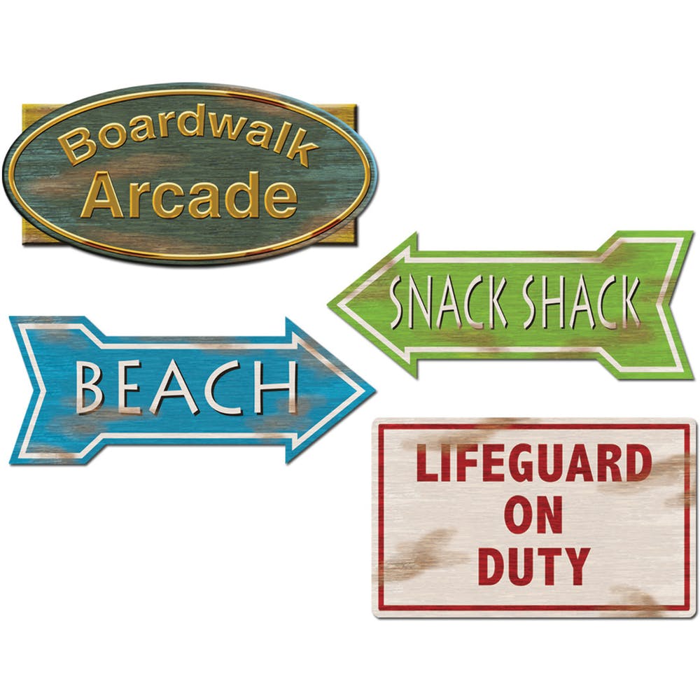 Beach Sign Cutouts - 4 Pack 14" 2