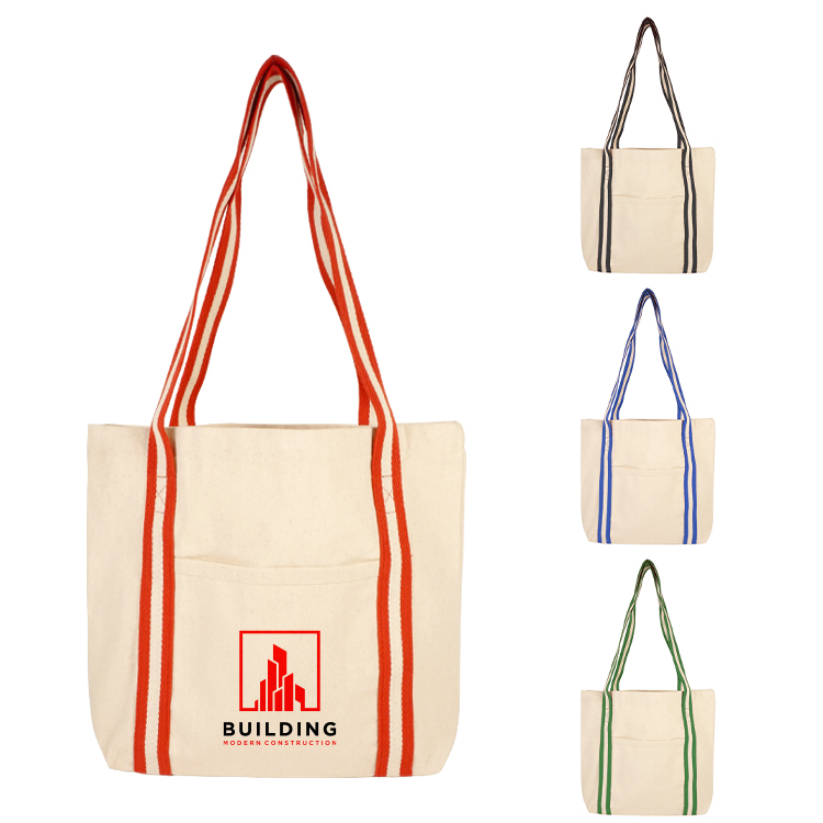 Sonoma Striped Handle 10oz Cotton Tote Bag 13