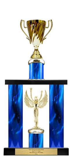 Trophy: 18" 2 post, TE 3x8 Wood Base, Cup 1
