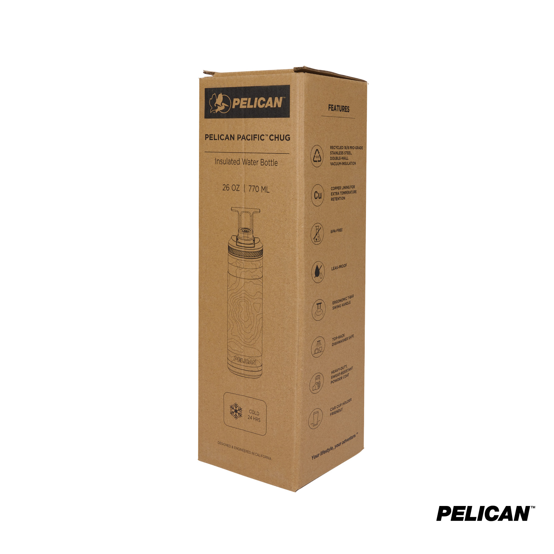 Pelican Pacific™ Chug 26 oz. Topographical Recycled Double Wall Stainless Steel Water Bottle 22