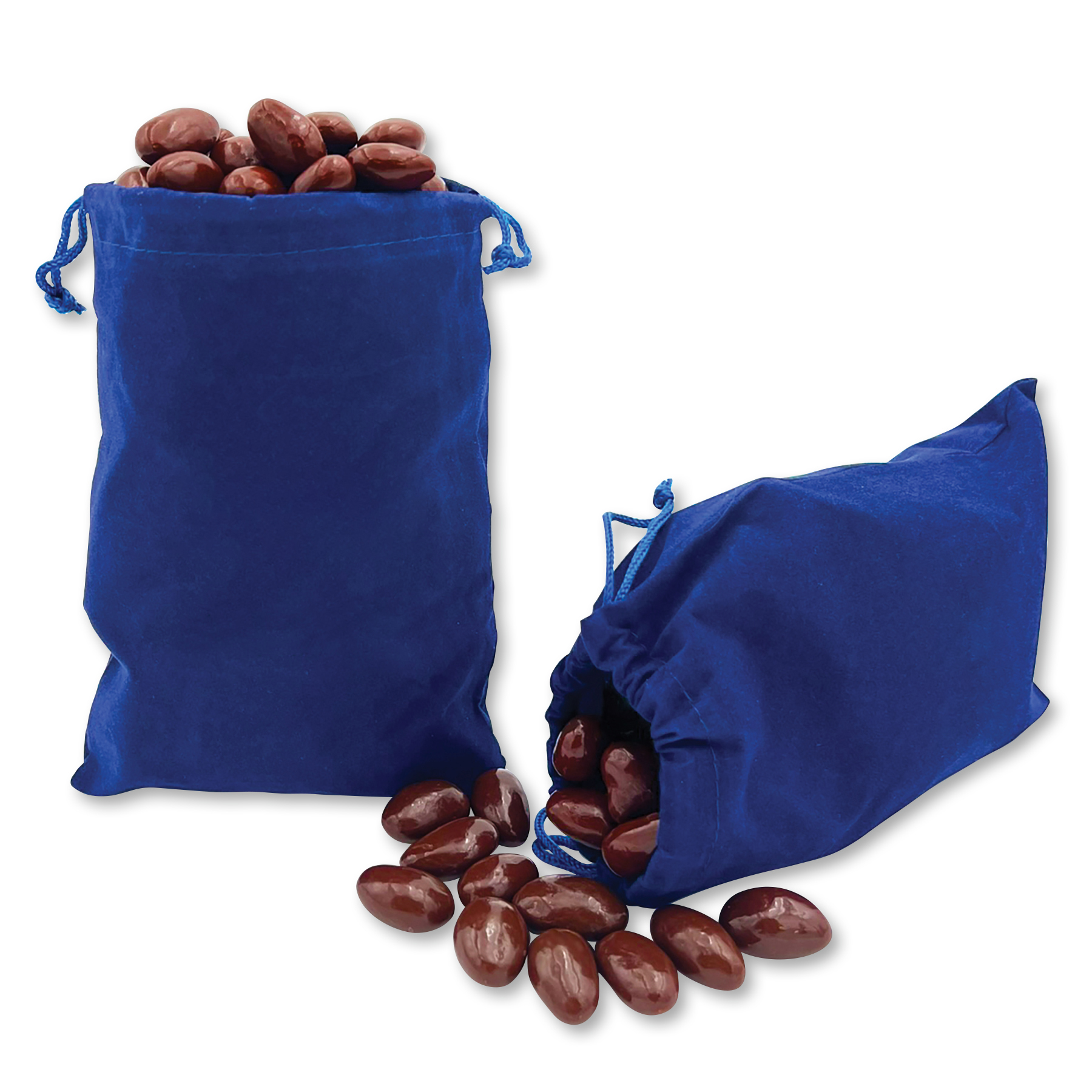 Chocolate Covered Almonds in Blue Velour Gift Bag 3