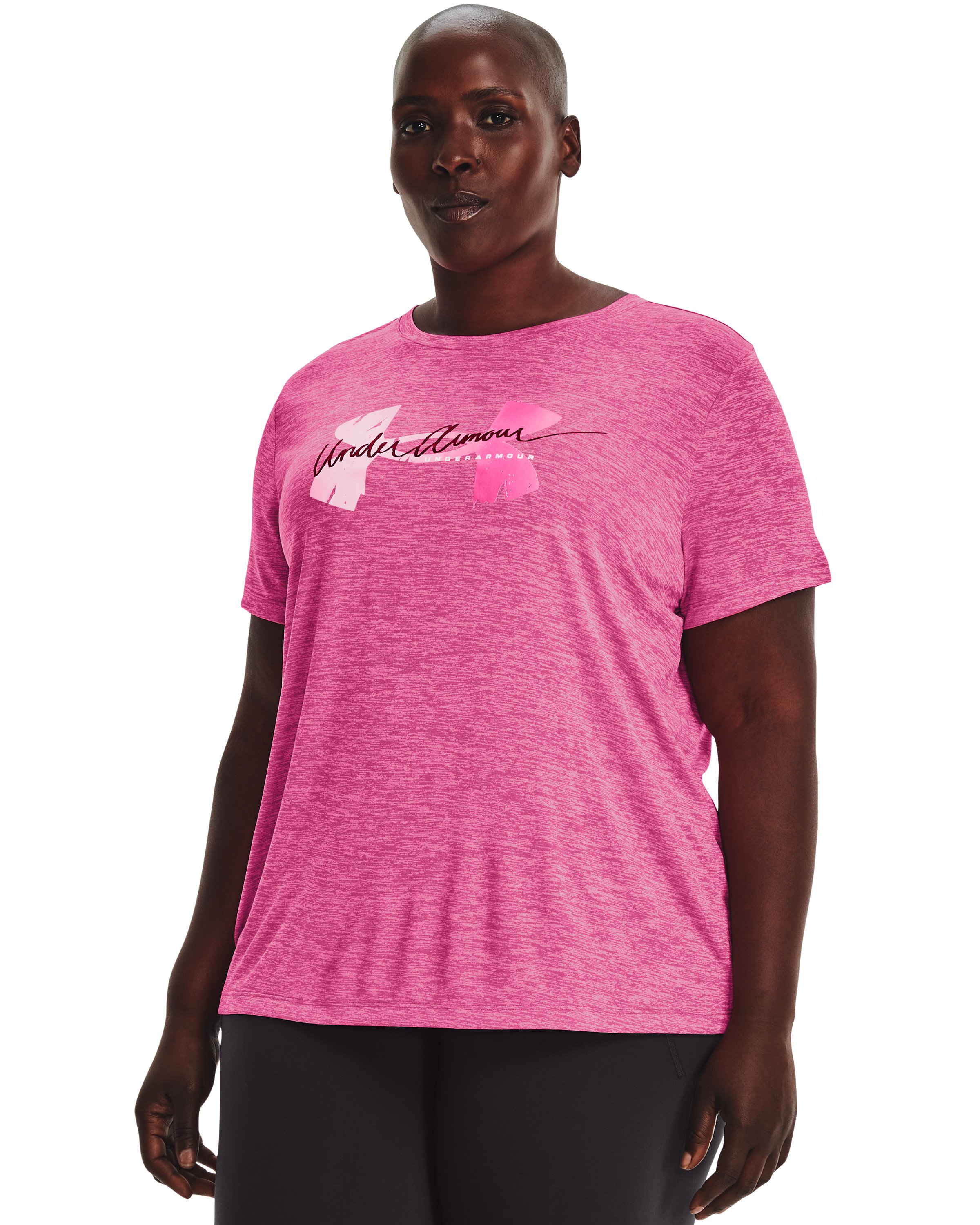 Women's UA Tech Twist Script Logo Short Sleeve 3