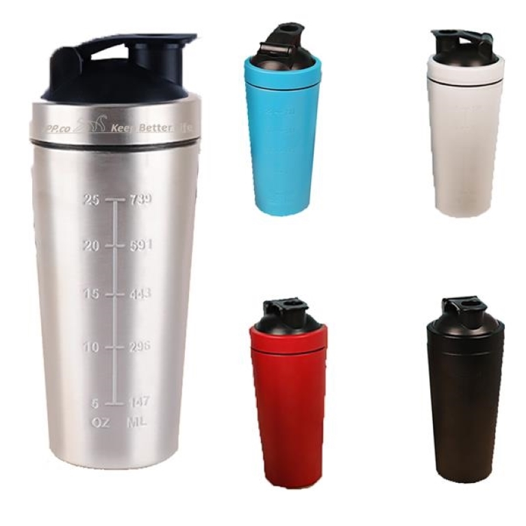 Classic Insulated Stainless Steel Shaker Bottle for Protein, custom water bottle with logo imprint 4