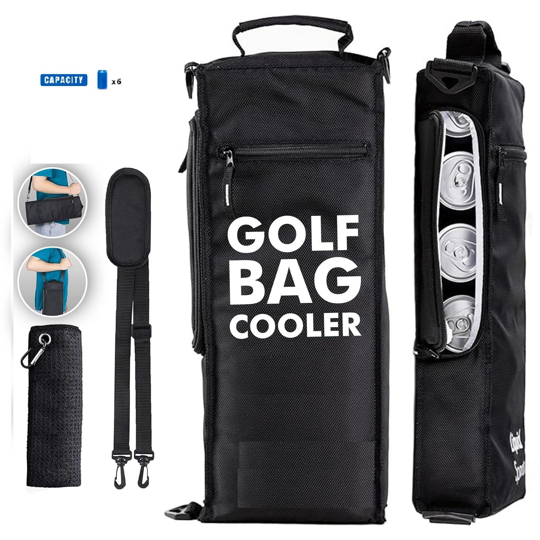 6 Can Insulated Golf Cooler Bag With Shoulder Strap 5