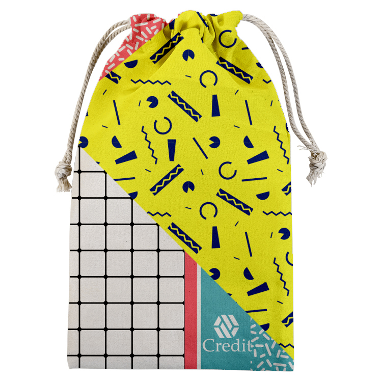 Tall Vibrant Cotton Drawstring Pouch 7