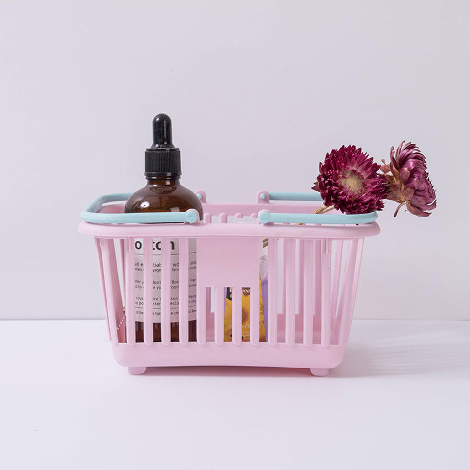 Mini Two Tone Plastic Storage Basket w/ Handles 6