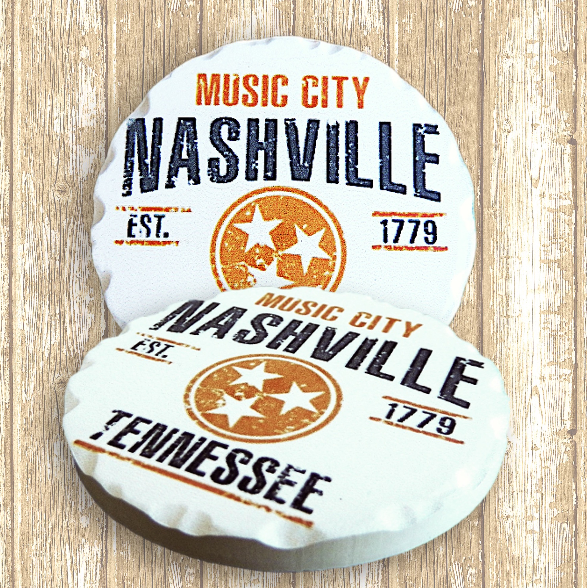 Magnet Round Chiseled Edge Ceramic Stone - Basic Print 10