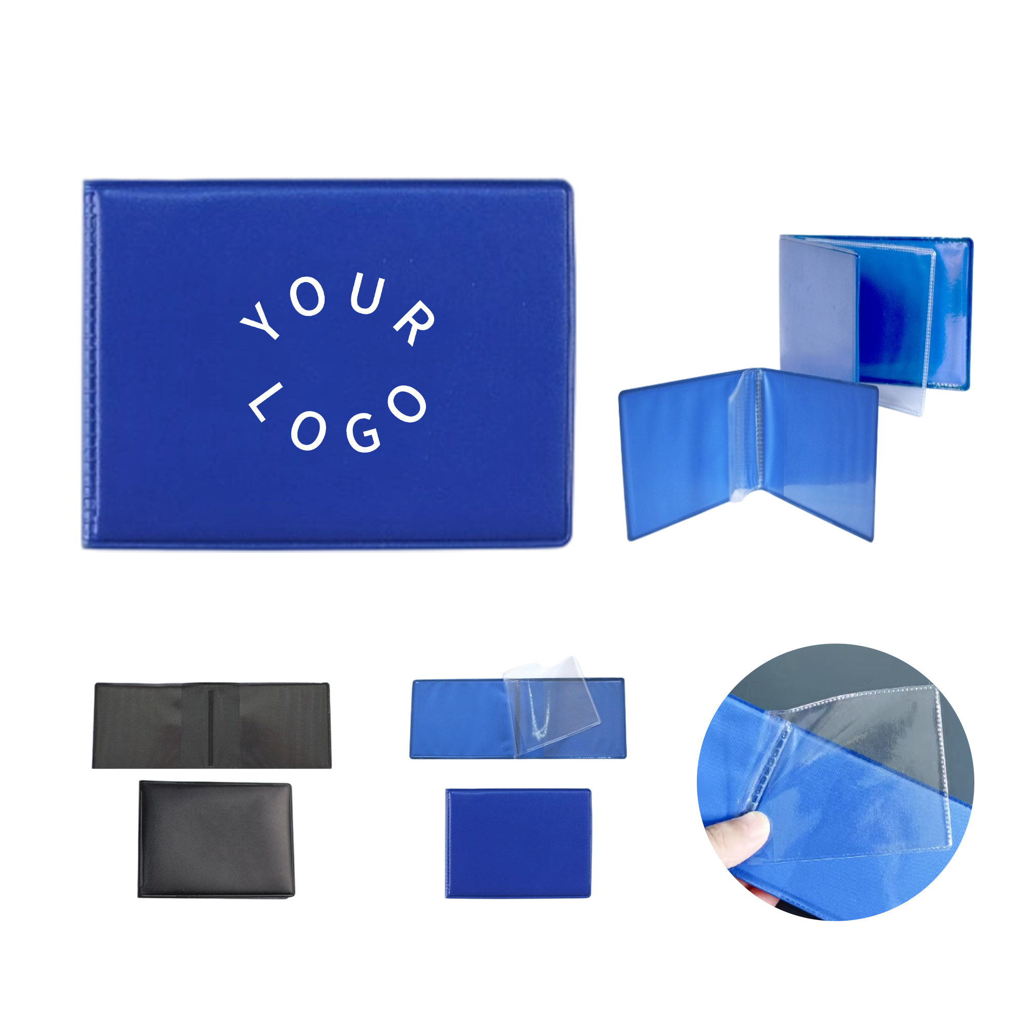 PVC Driver License Card Holder With Two Transparent Sleeves 4" x 3" 3