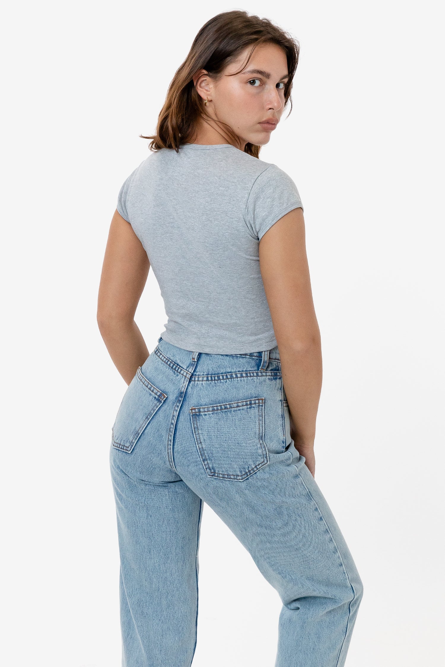 BABY RIB CAP SLEEVE CROP TOP 30