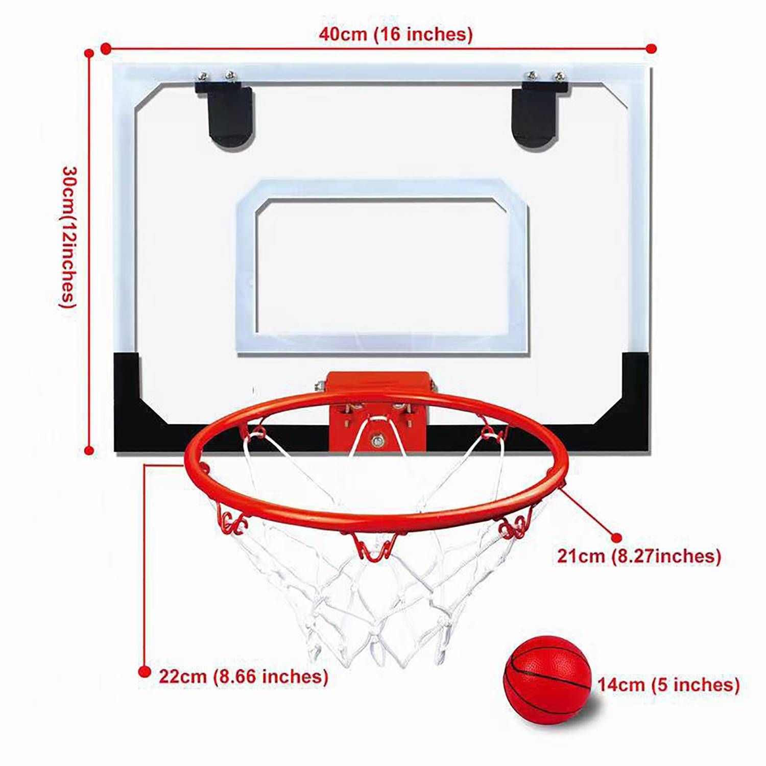 Wall-Mounted Clear Basketball Hoop W/ Ball 3