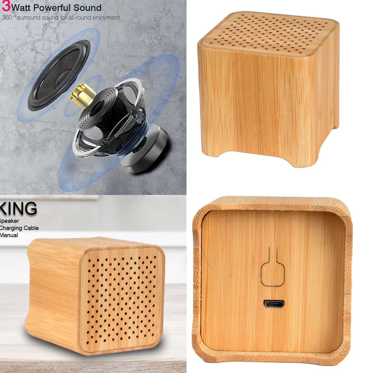 Bamboo Wood Wireless Bluetooth Speaker 3