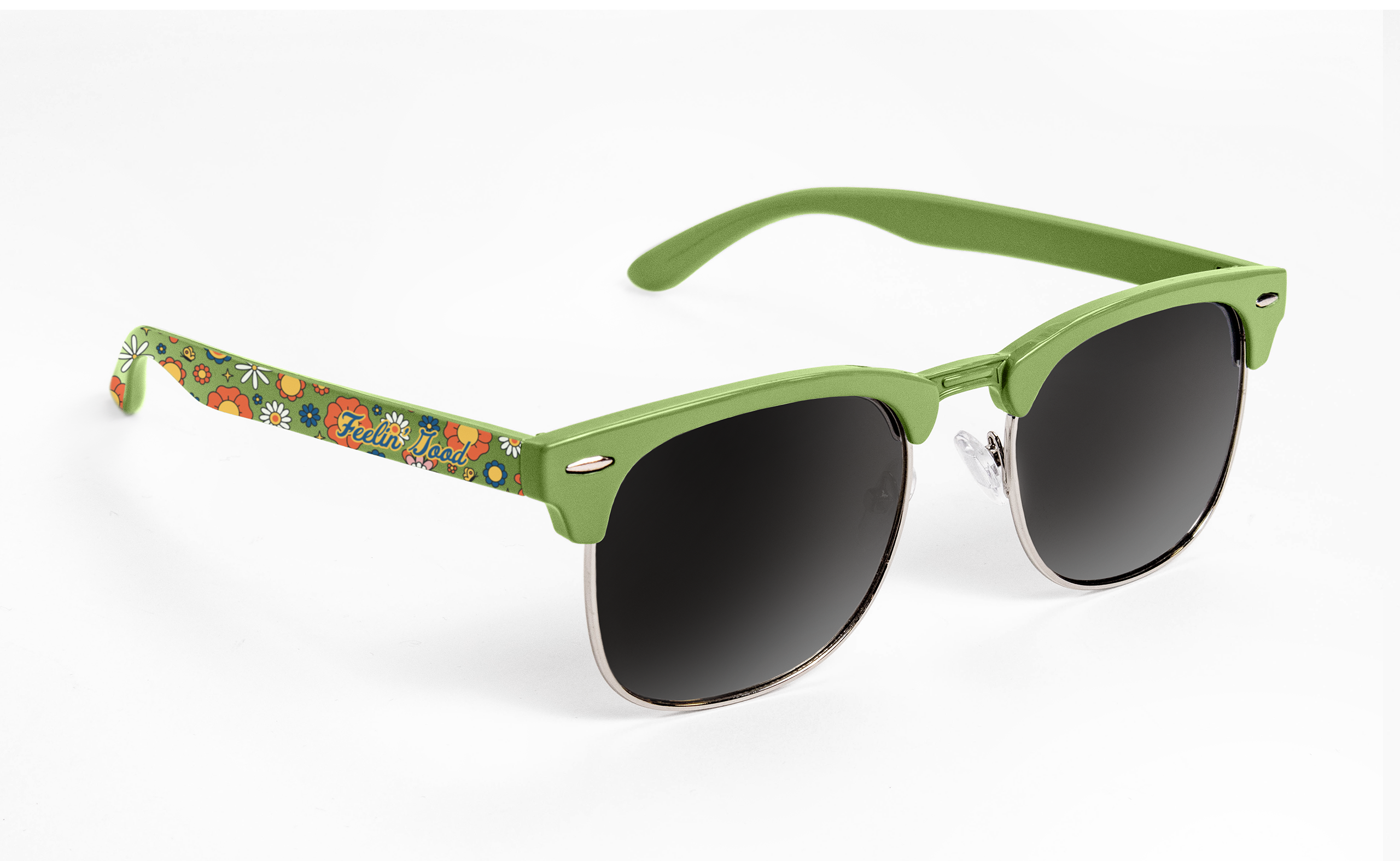 Club Sunglasses Solid Color Frame and Full Outer Arm Decor