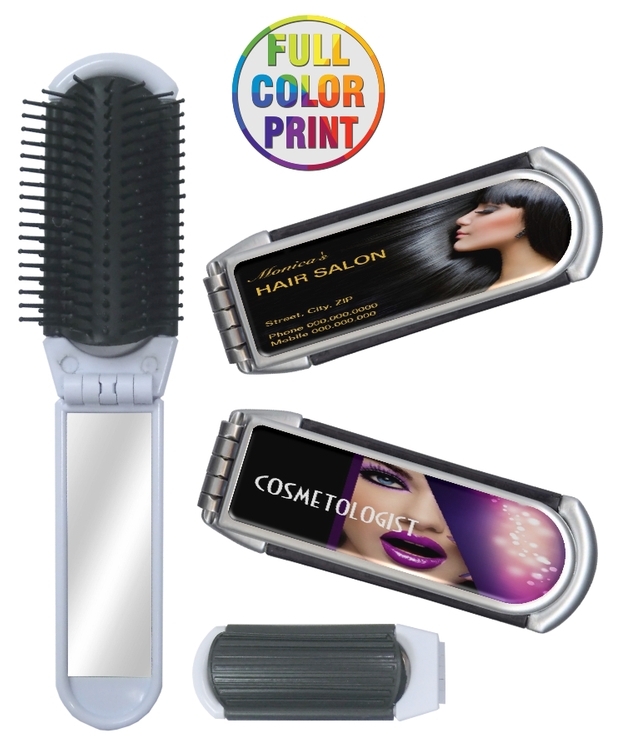 Folding Hair Brush & Mirror Set 1