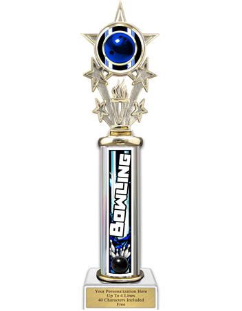 Trophy, 12" Action Matrix Bowling Blue 1 column, 2