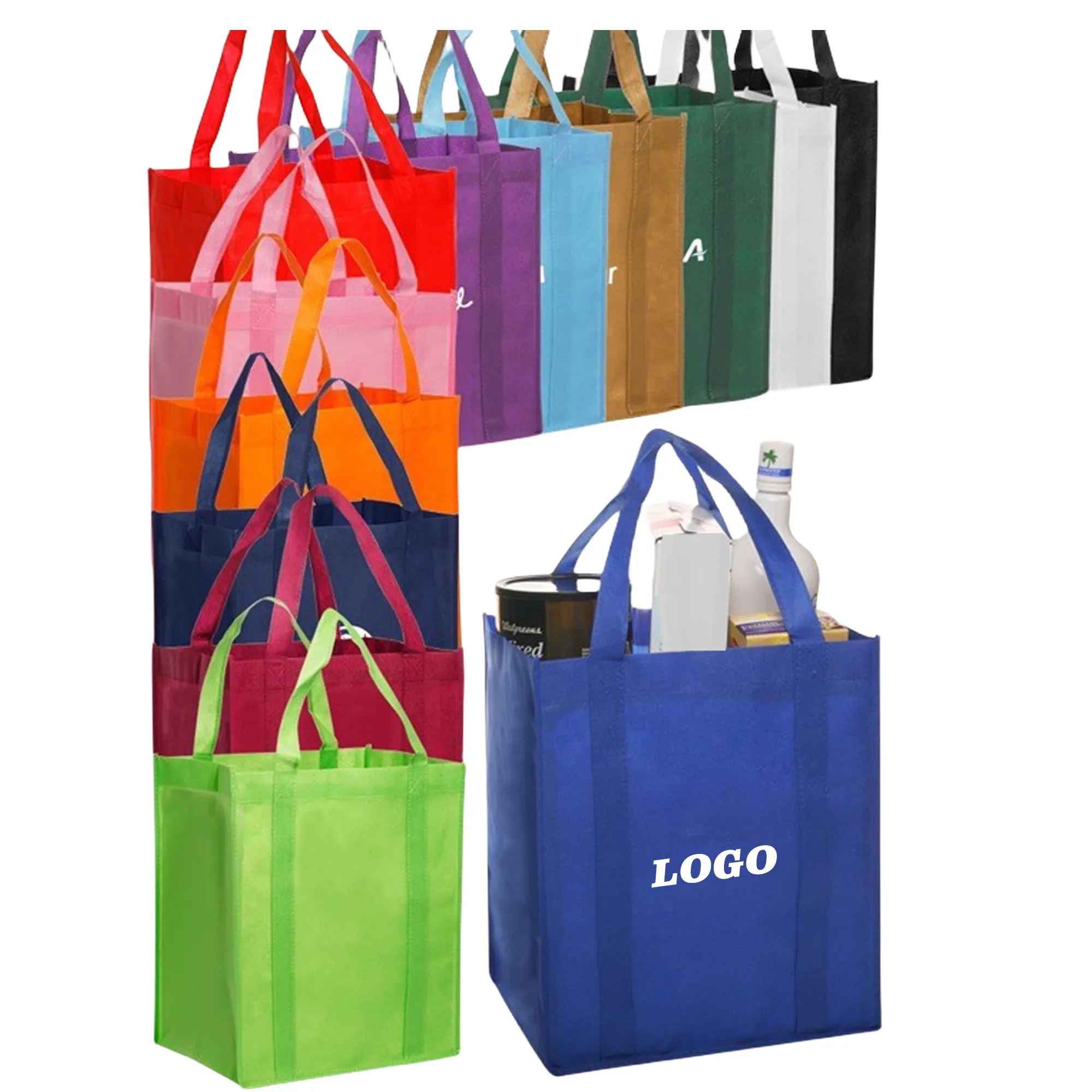 Non-Woven Shopping Tote Grocery Bag (13"L x 10"W x 15"H 1