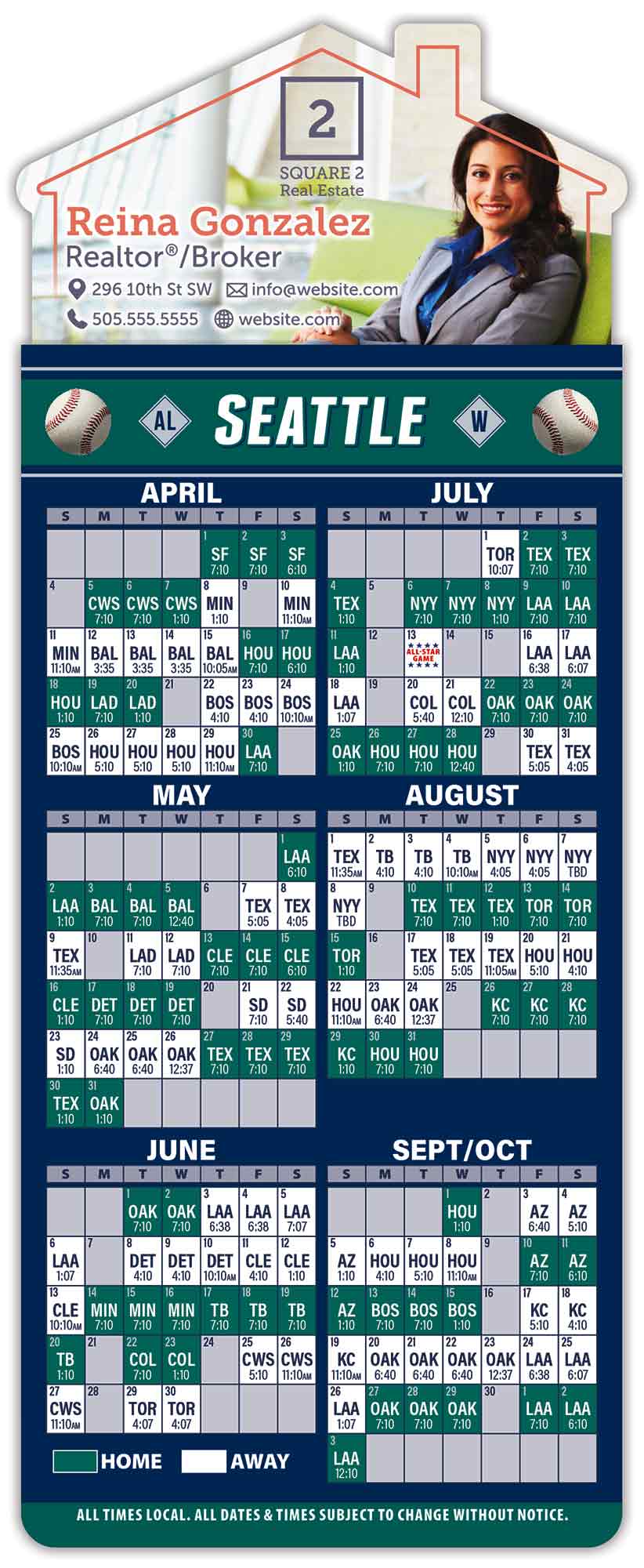 Magna-Card House Shape Magnet - Baseball Schedules (3.5 x 9) 1