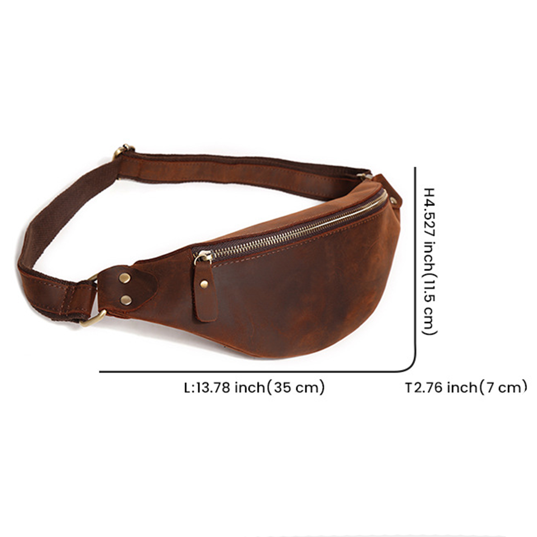 Durable Cowhide Leather Fanny Pack for Men Women 2