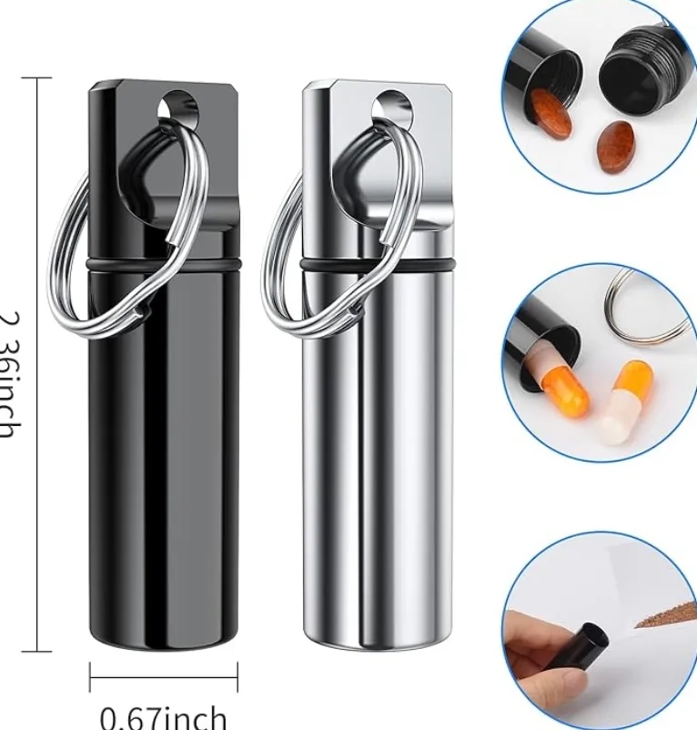 Custom Aluminum Pill Box Keychain Wholesale Bulk Mini Travel Medication Organizer 1