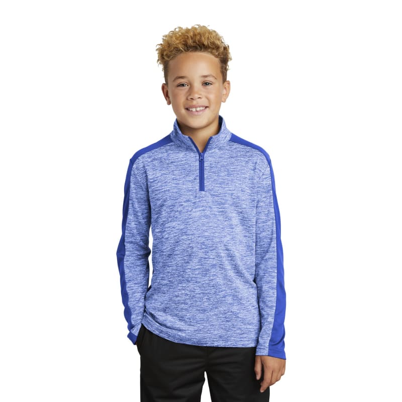Sport-Tek Youth PosiCharge Electric Heather Colorblock 1/4-Zip Pullover. 11
