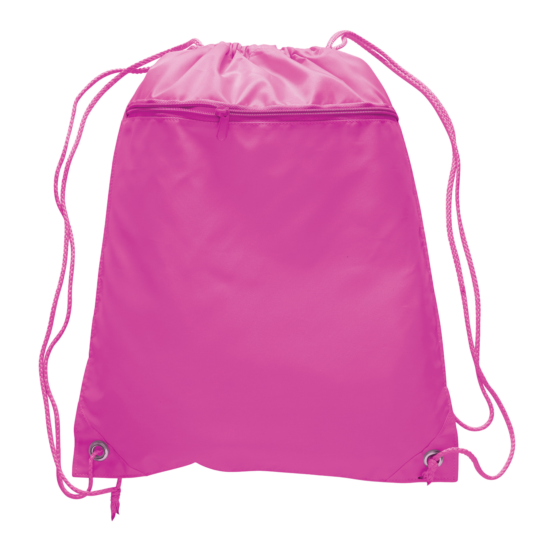 Polyester Drawstring Backpack w/ Front Pocket 13