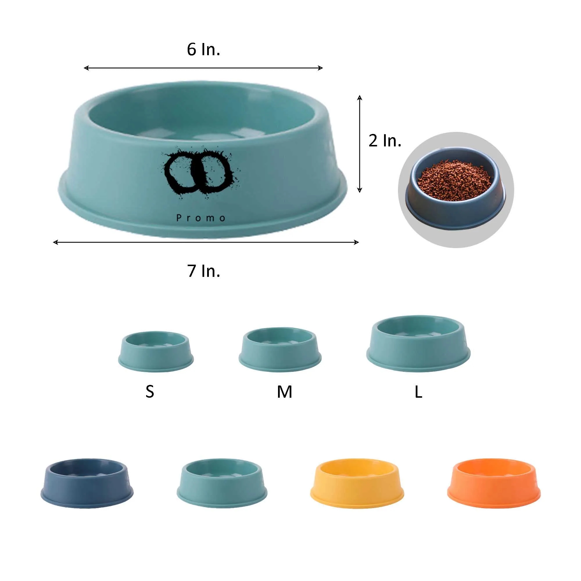 MOQ 50 Plastic Dog Bowl 7"L x 6"W x 2"H