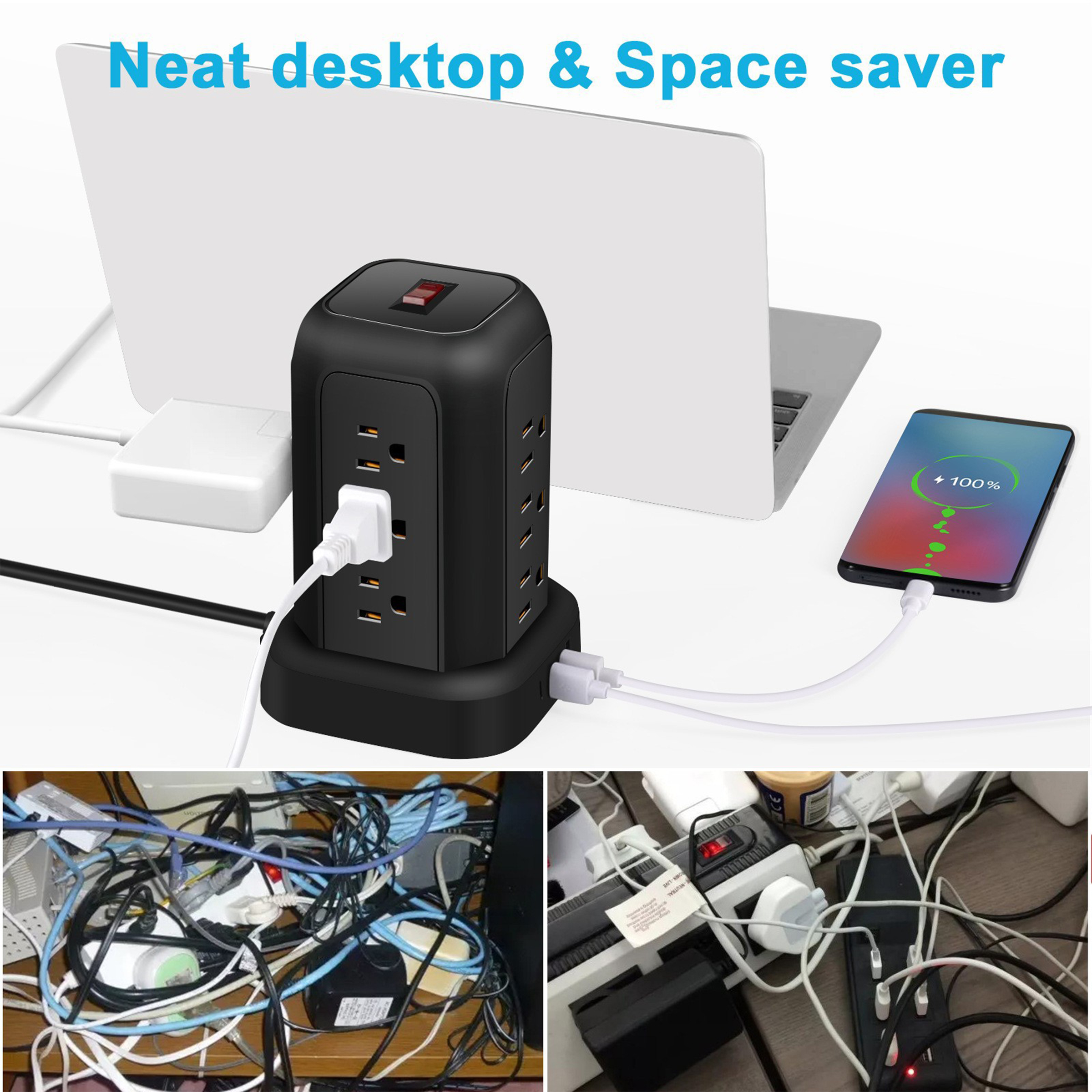 12-Outlet Surge Protector with 4 USB Ports 3
