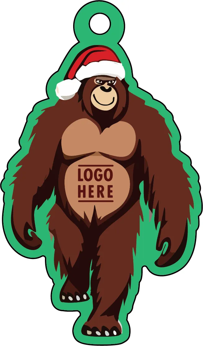 Full Color Acrylic Ornaments - Bigfoot w/ Santa Hat