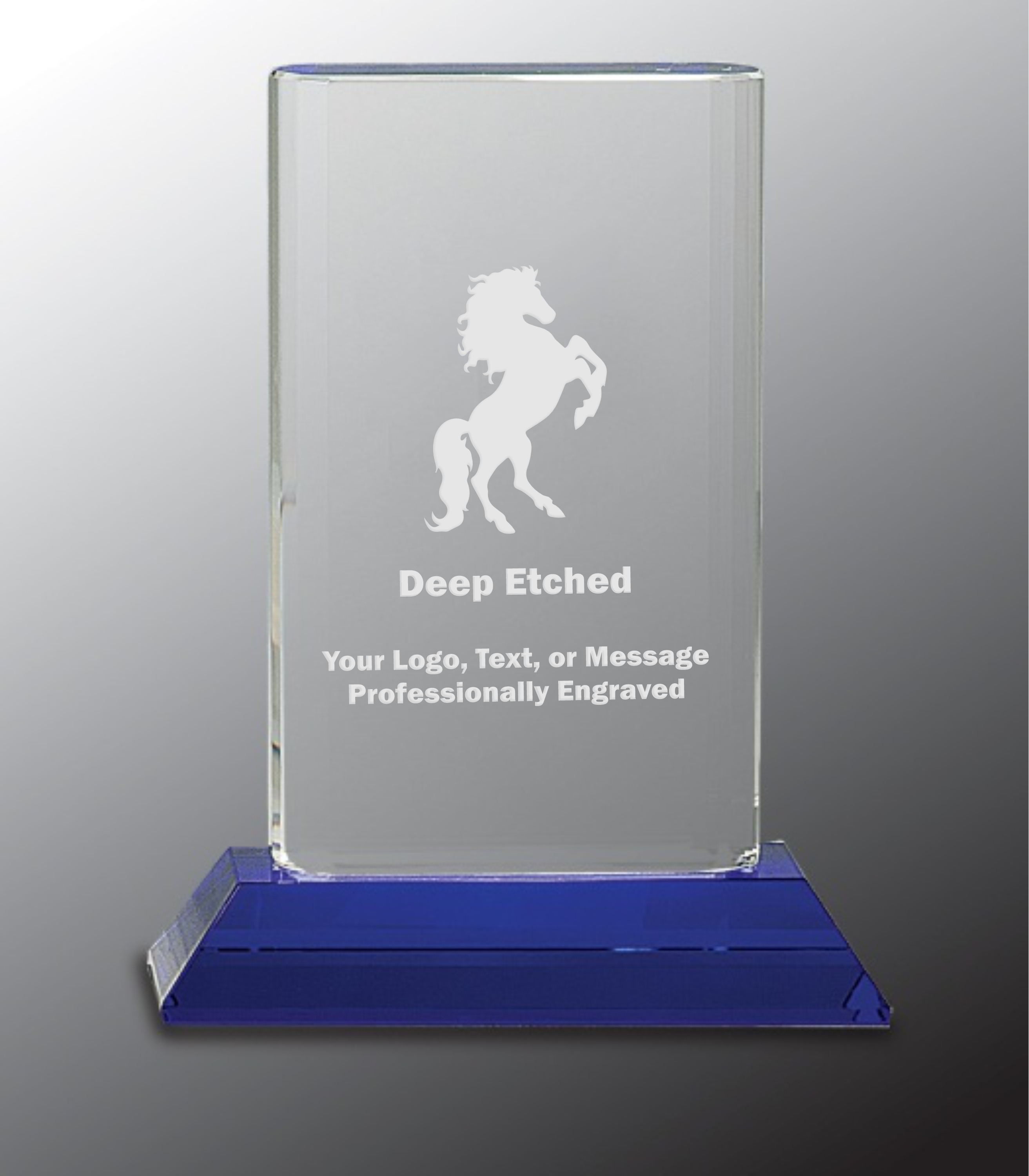 7 3/4" Crystal Cylinder Award on Blue Pedestal Base