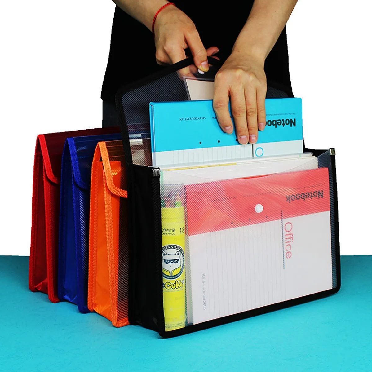 A4 Plastic Button File Folder With Mesh And Label Pocket 6
