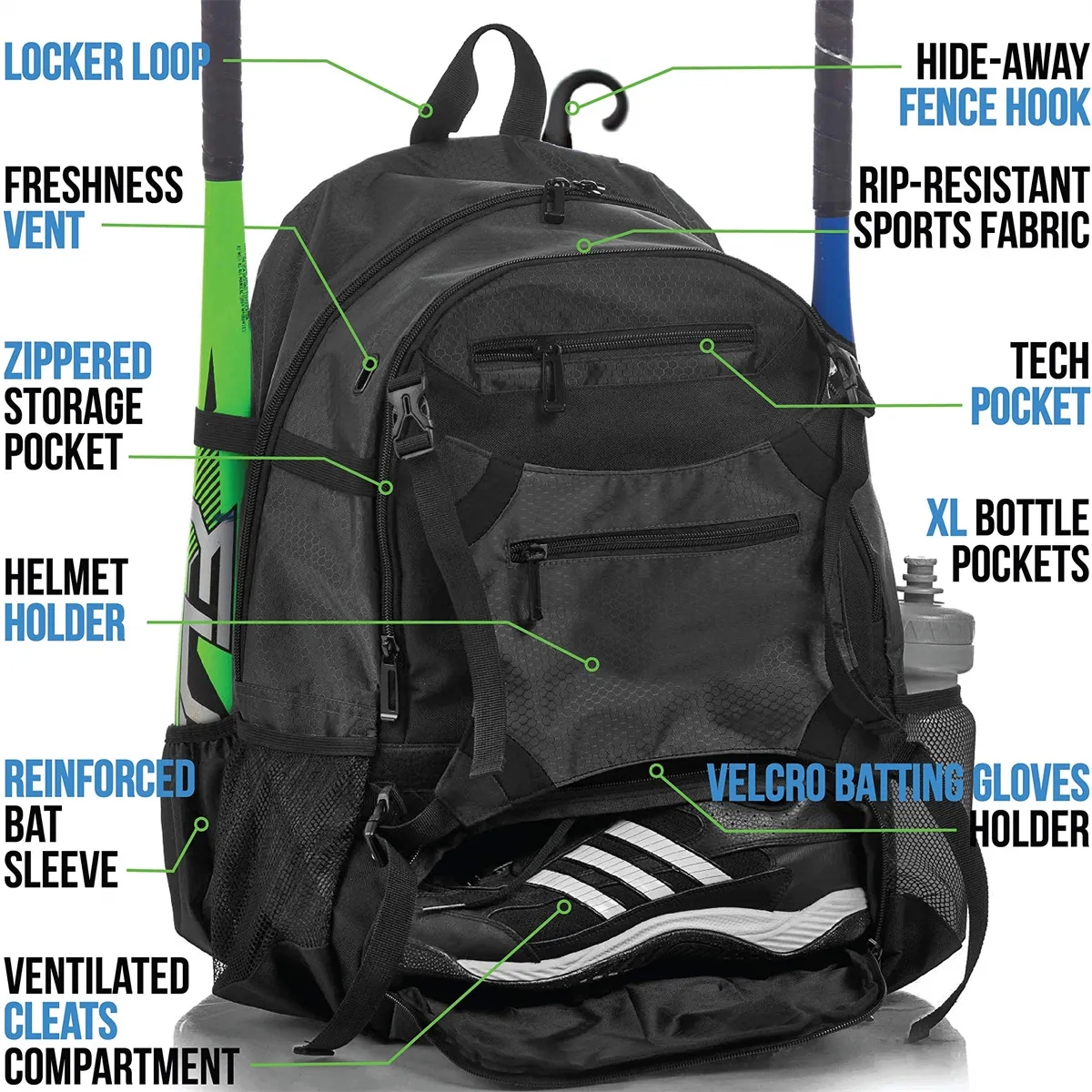 Baseball Backpack With External Helmet Holder 2