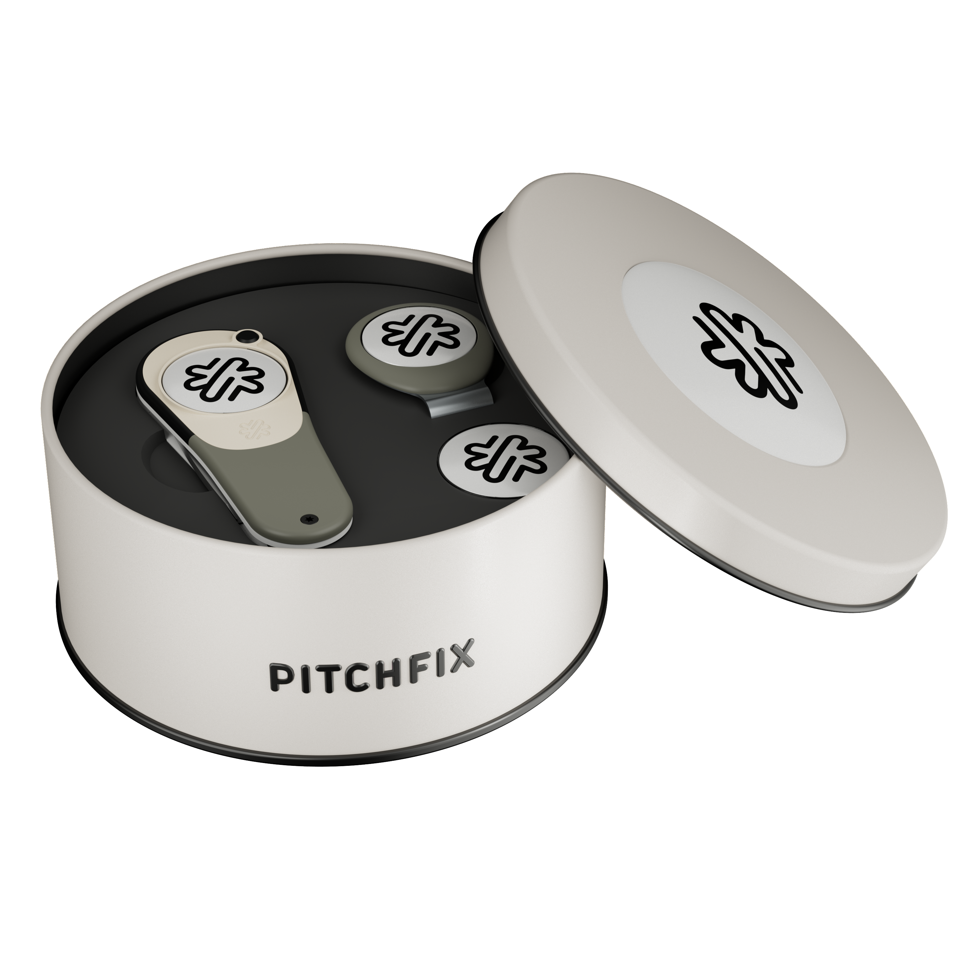 Pitchfix Icon Golf Divot Tool in Round Tin with Hat Clip & Extra Ball Marker 7