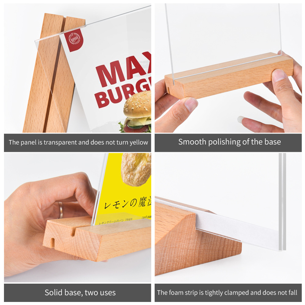 Acrylic Sign Holder with Wood Base 4