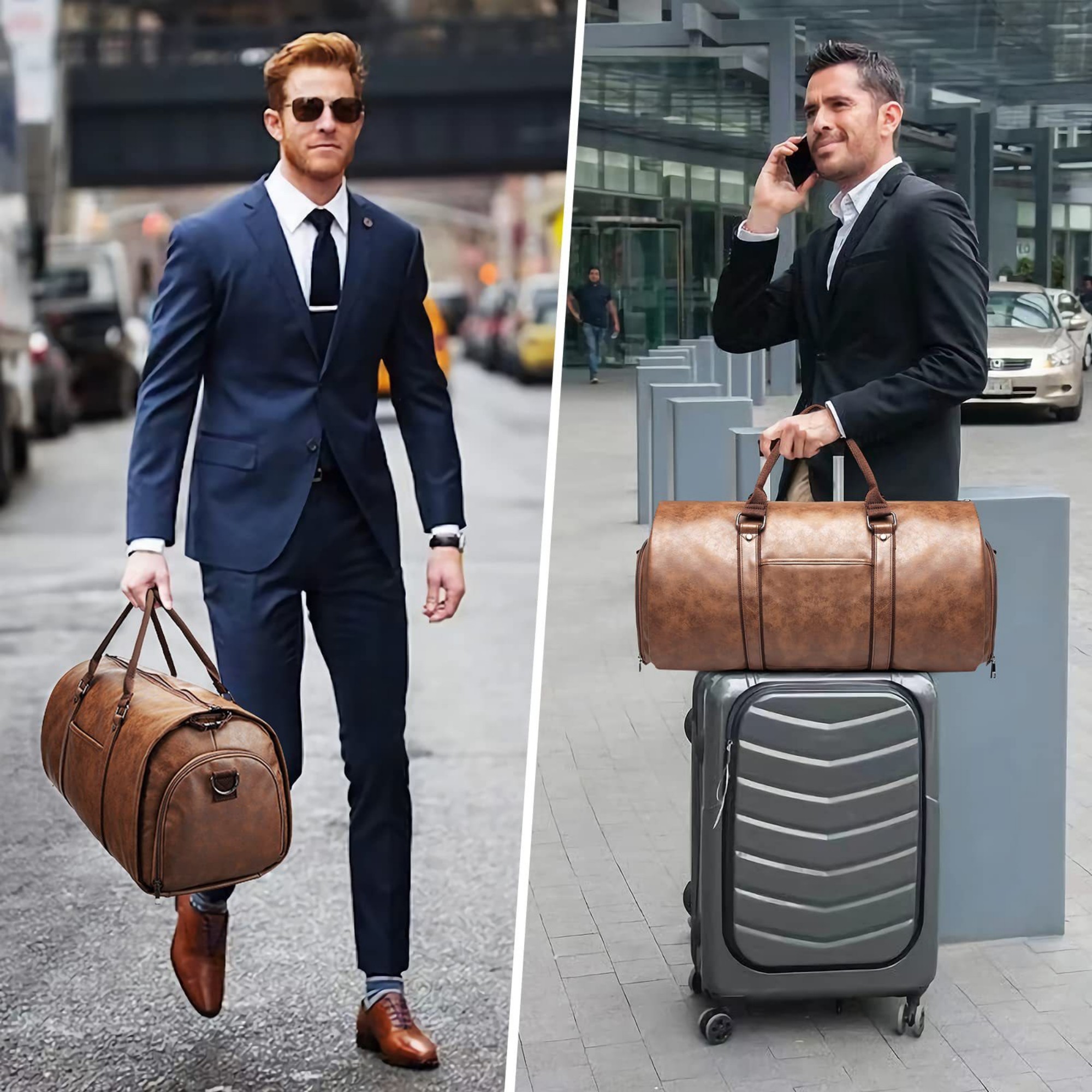 Leather Garment Duffel Bag 7
