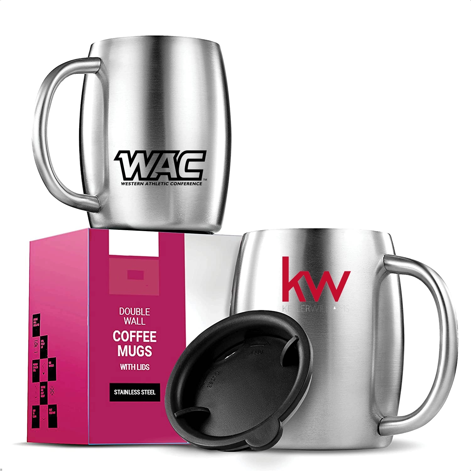 14 oz Double Wall Stainless Steel Mugs with Handles 4