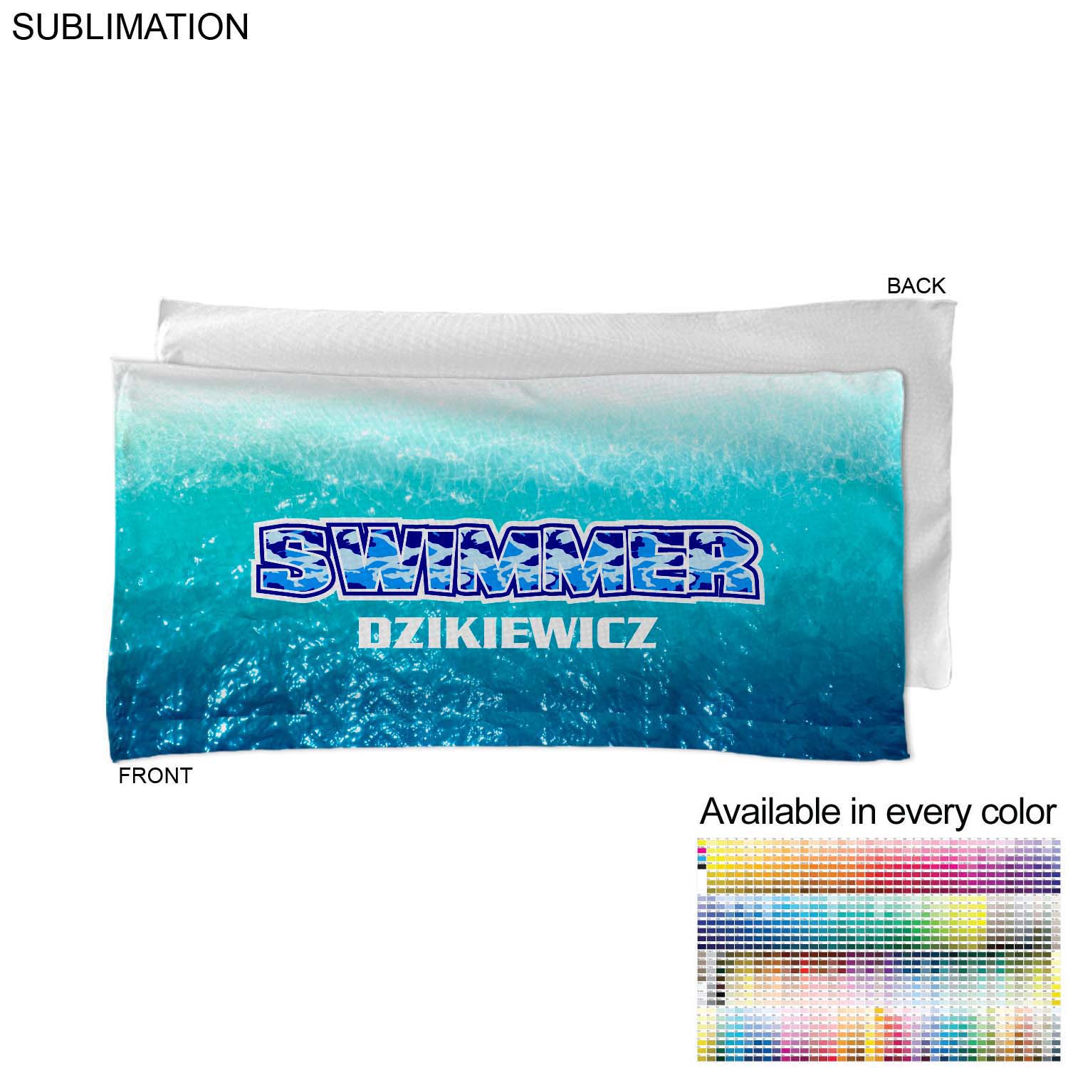 Swim Towel in Microfiber Dri-Lite Terry, 22x44, Sublimated Edge to Edge 1 side 6
