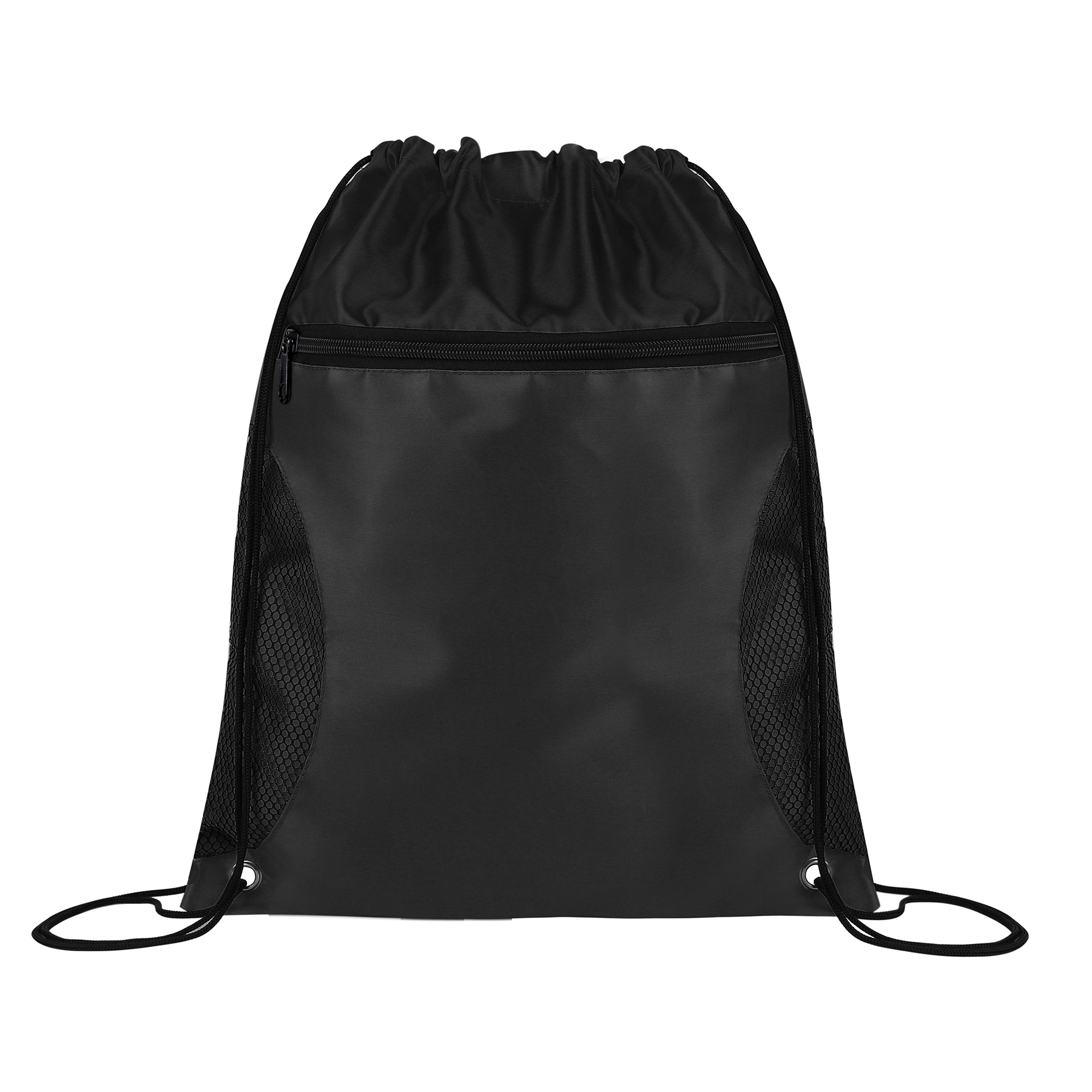 Drawstring Sports Backpack With Mesh-Sided Front Zipper Pocket 11