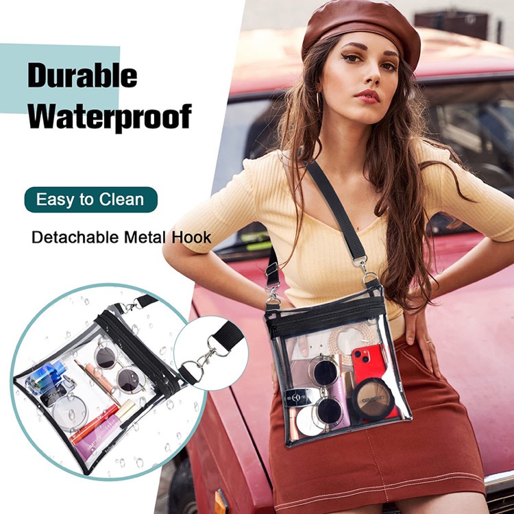Clear Crossbody Bag Messenger Shoulder Bag w/Adjustable Strap 7