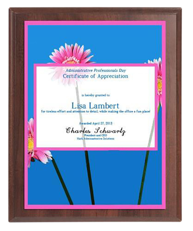 USA Cherry Finish Award Plaque-Full Color