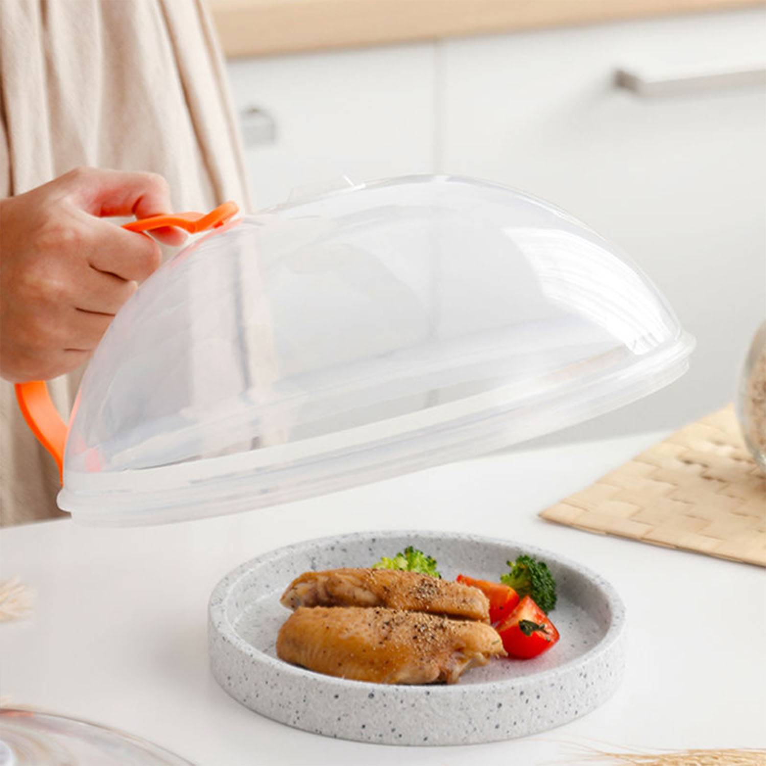 Microwave heated lid oil cover 3