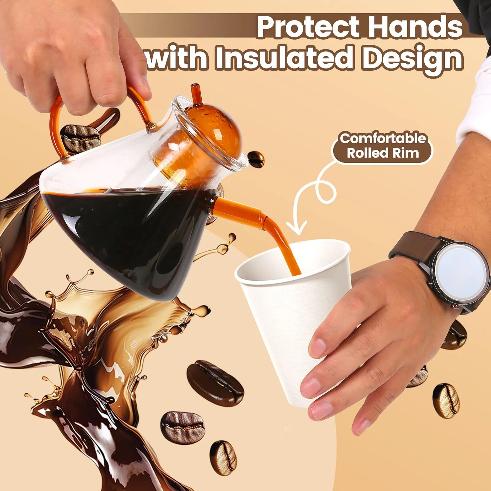 White Disposable Paper Coffee Cup Hot Cold Beverage Drinking 5