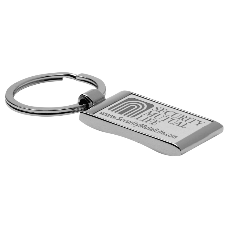 "Geo" Economy Laser Engraved Metal Keyholder w/ Dome Imprint 3