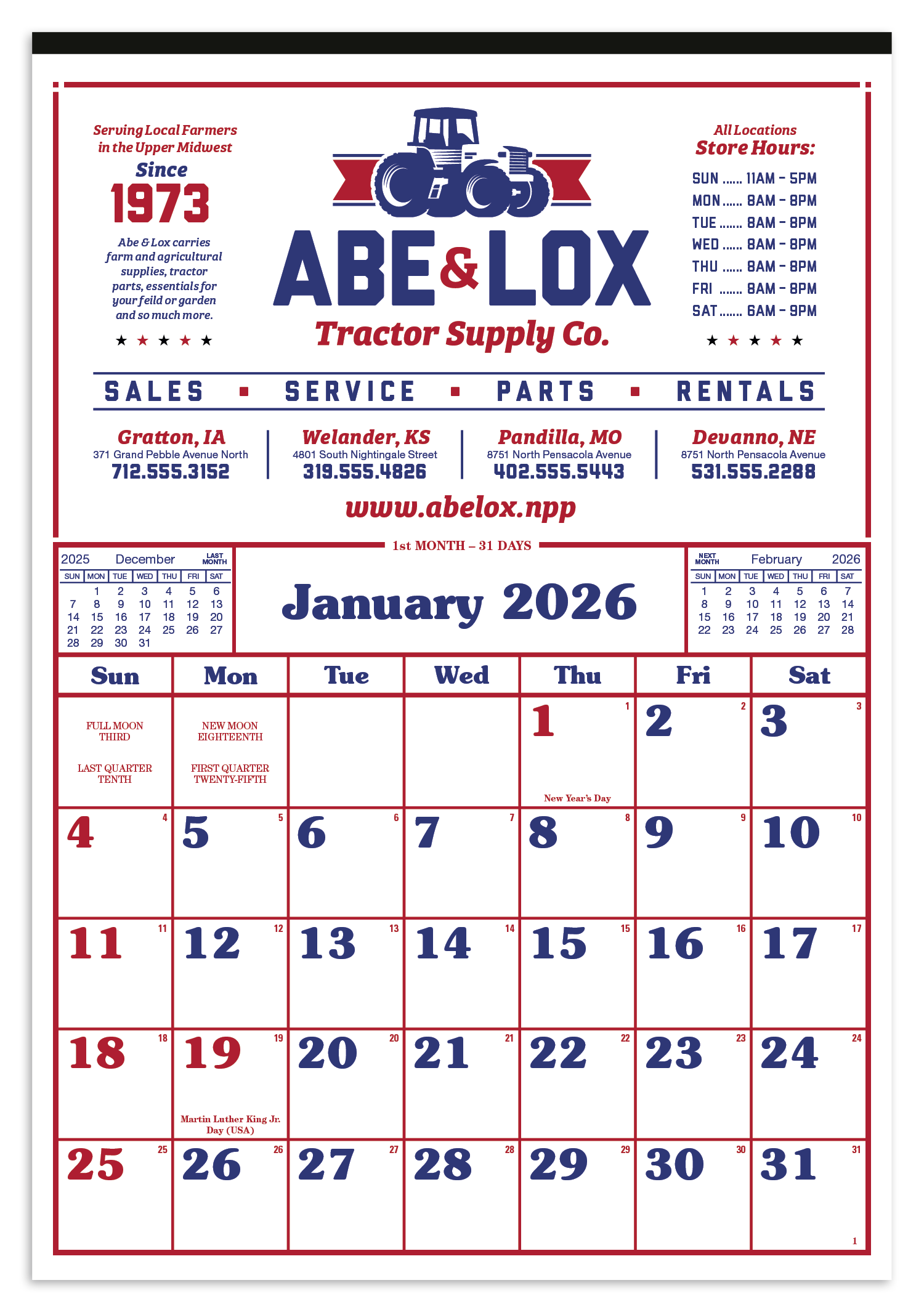 Skinner & Kennedy® Commercial 12-Sheet Calendar 8